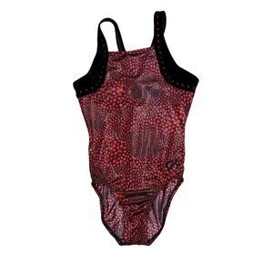 GK Leotard Child Large Shiny Red Hearts